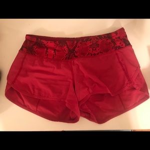 Red lululemon shorts